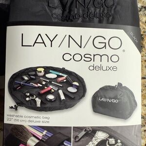 NEW Lay-n-Go Drawstring
Cosmetics and Make Up Organizer. Black 
Bag 22"